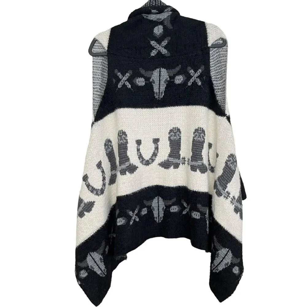 LOF Boho Western Buffalo Boot Sweater Vest Waterfall Soft One Size - Picture 2 of 5